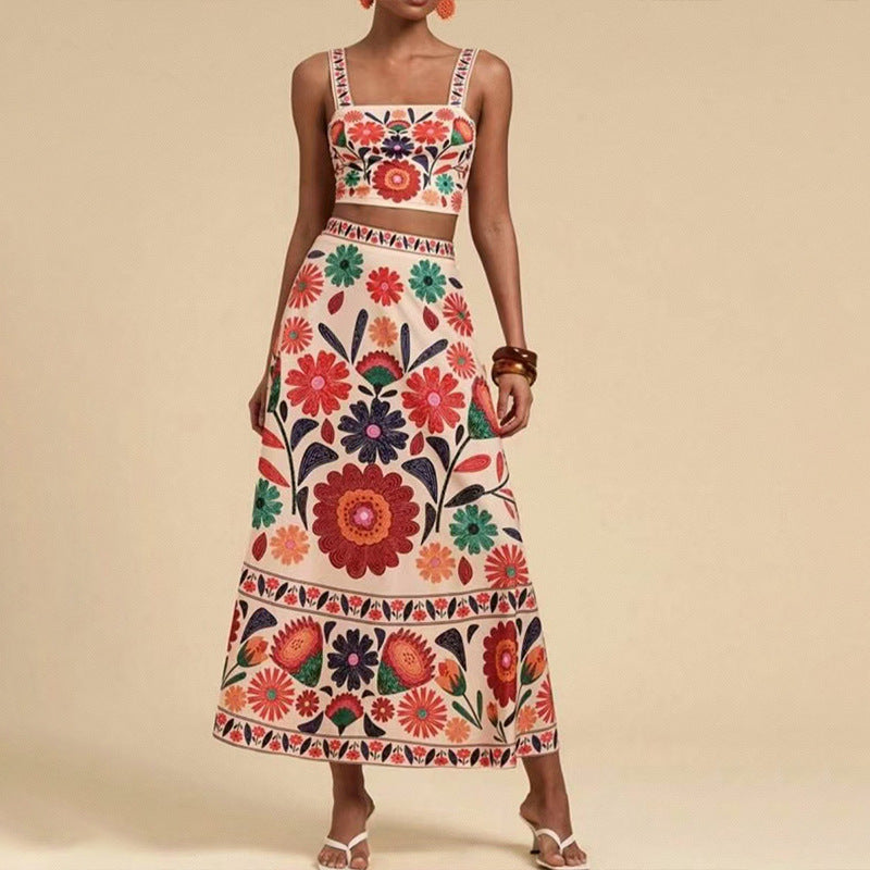 Midriff-Baring Skirt Set