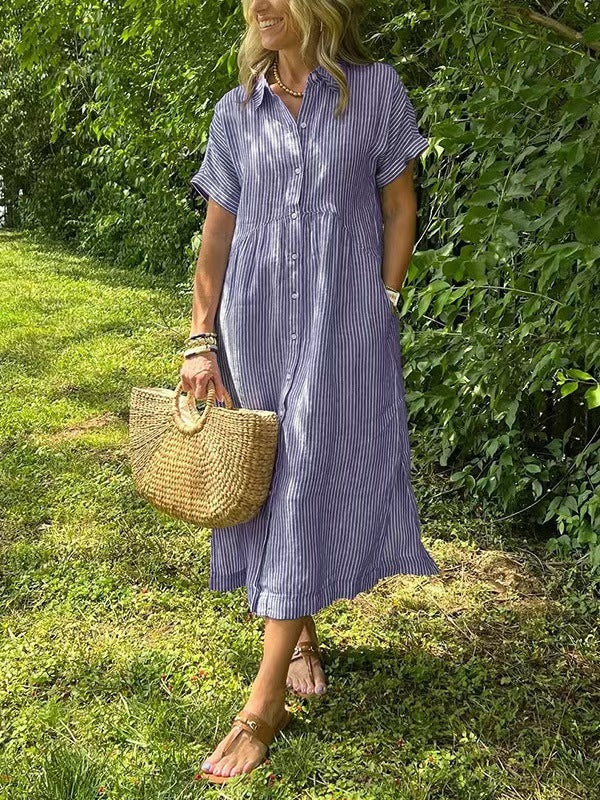 Robe en lin rayée