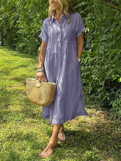 Robe en lin rayée