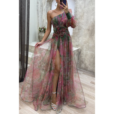 Off-Shoulder Slit Dress
