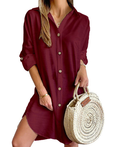 Autumn Lapel Shirt Dress