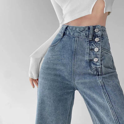 Irregular Button Jeans