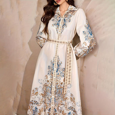 Lapel Print Dress