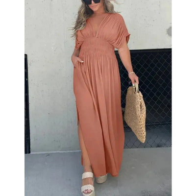 Short Sleeve Slit Dress