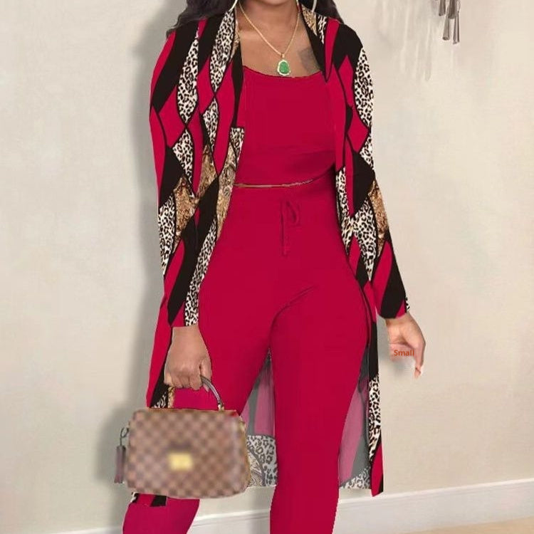Ensemble 3 pièces avec manteau imprimé
