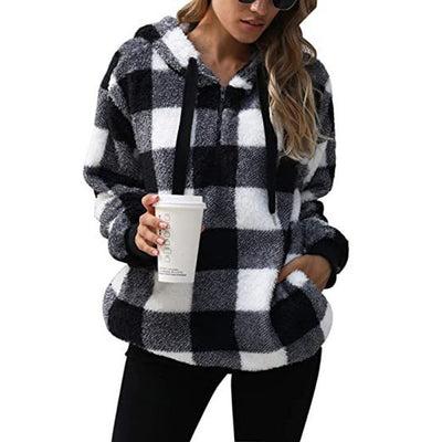 Women's Plaid Hooded Sweatshirt