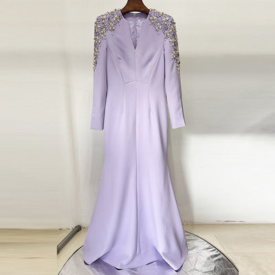 Front Slit Beaded Gown – Women - Shé Hauté
