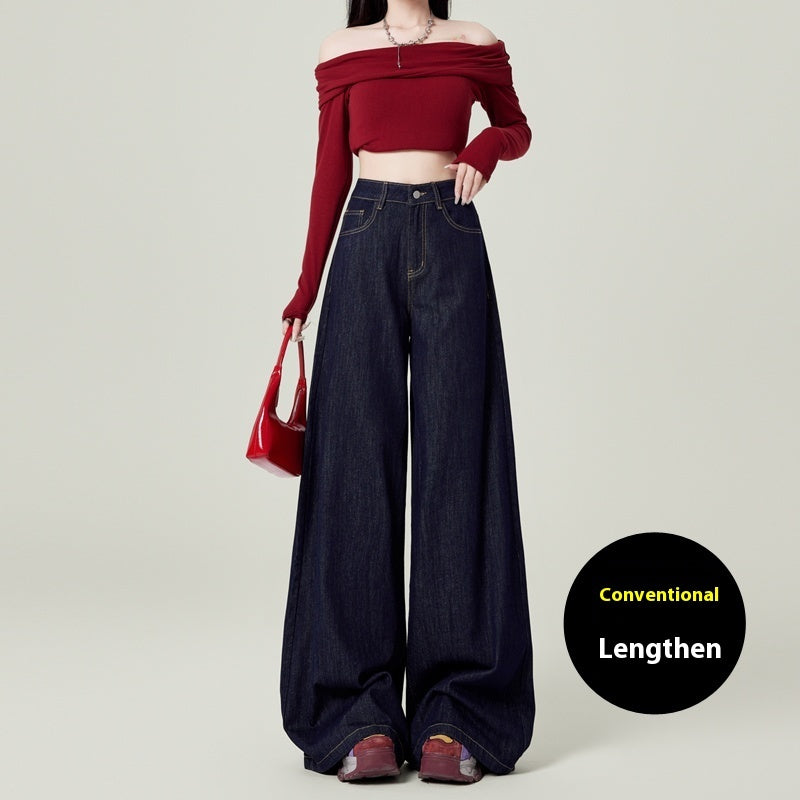 Retro Deep Blue Wide Leg Jeans - Shé Hauté