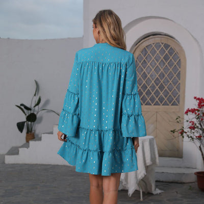 Robe plissée à imprimé bronzé