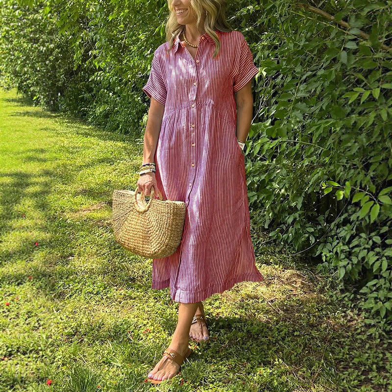 Robe en lin rayée