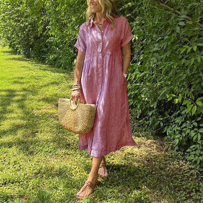Robe en lin rayée