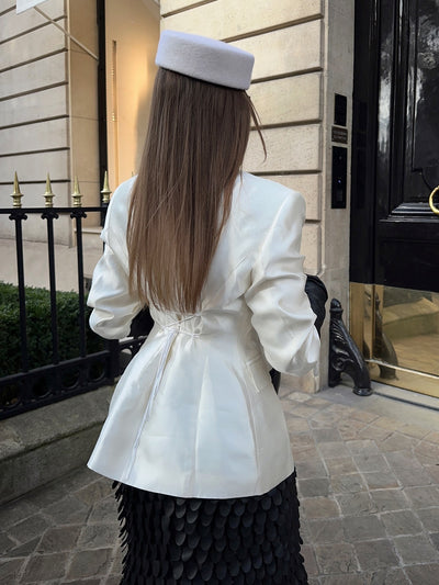 Waisted White Blazer
