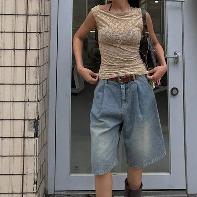 Wide-Leg Straight Denim Shorts – Women - Shé Hauté