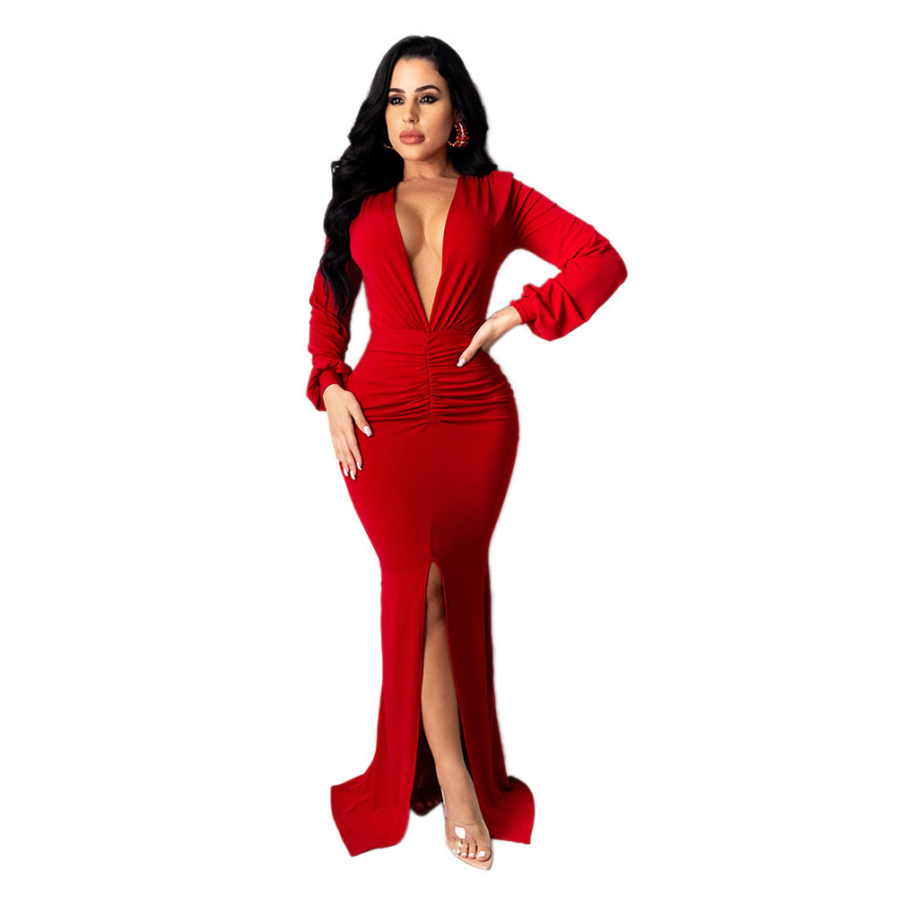 Women's Deep V Club Evening Dress - Shé Hauté