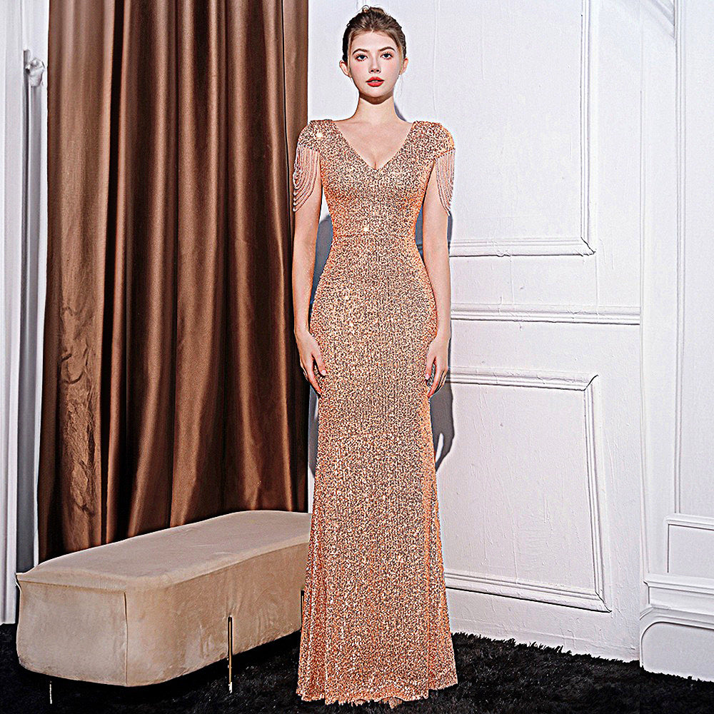 Slimming Sequin Long Dress - Shé Hauté