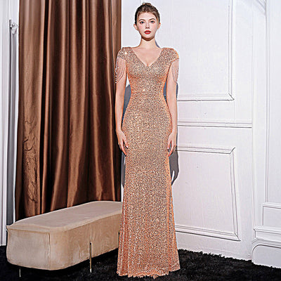 Slimming Sequin Long Dress - Shé Hauté