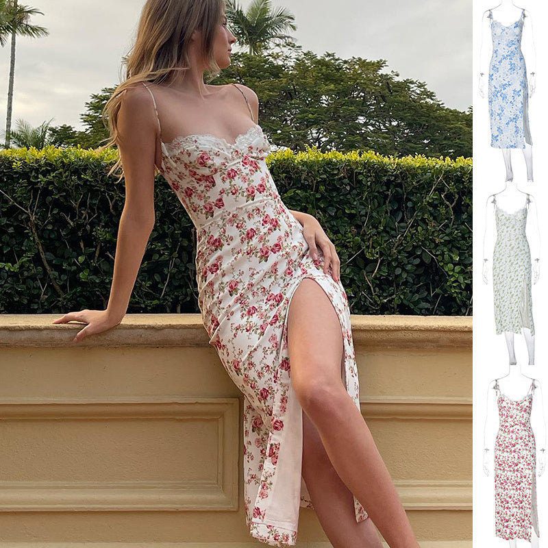 Robe nuisette en dentelle à fleurs