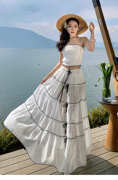 Lace-Up Skirt Set