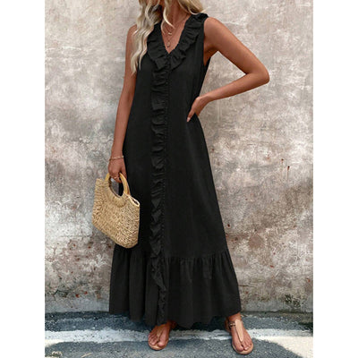 Ruffled V-Neck Maxi