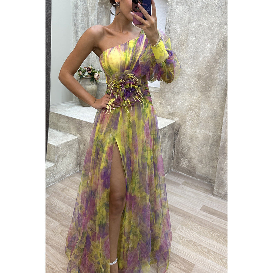 Off-Shoulder Slit Dress