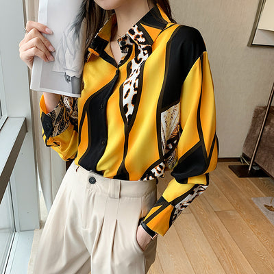 Colorblock Leopard Print Shirt