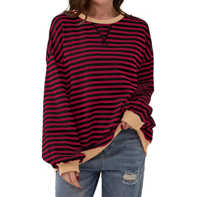 Pull décontracté à rayures pour femme