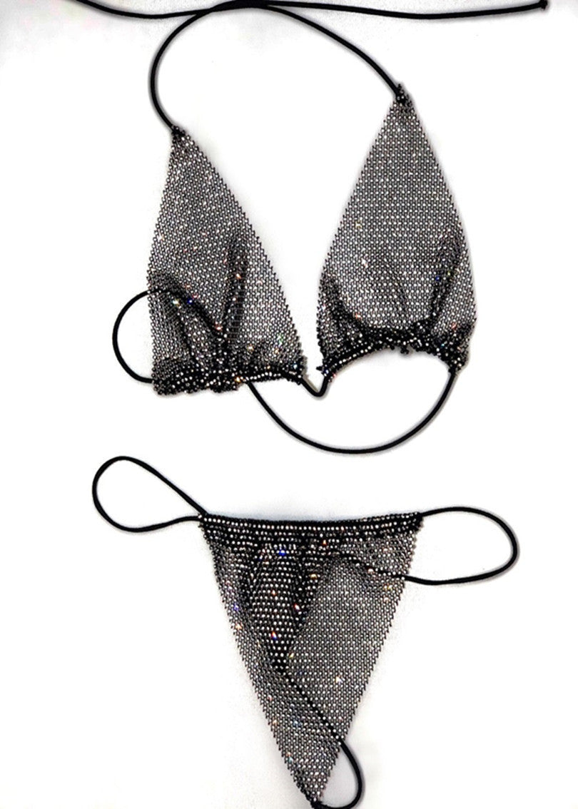 Beach Rhinestone Mesh Bikini Set - Shé Hauté