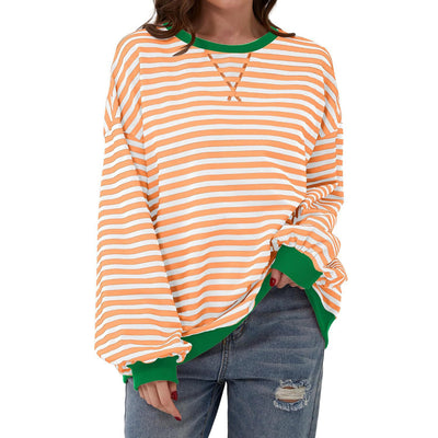 Pull décontracté à rayures pour femme