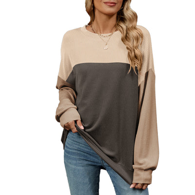Round Neck Colorblock Top