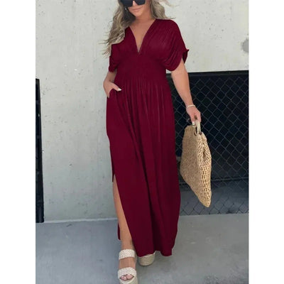 Short Sleeve Slit Dress