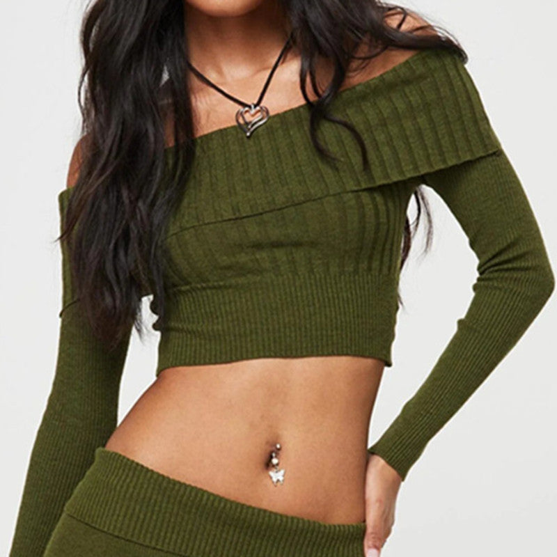 Long Sleeve Knit Crop Top