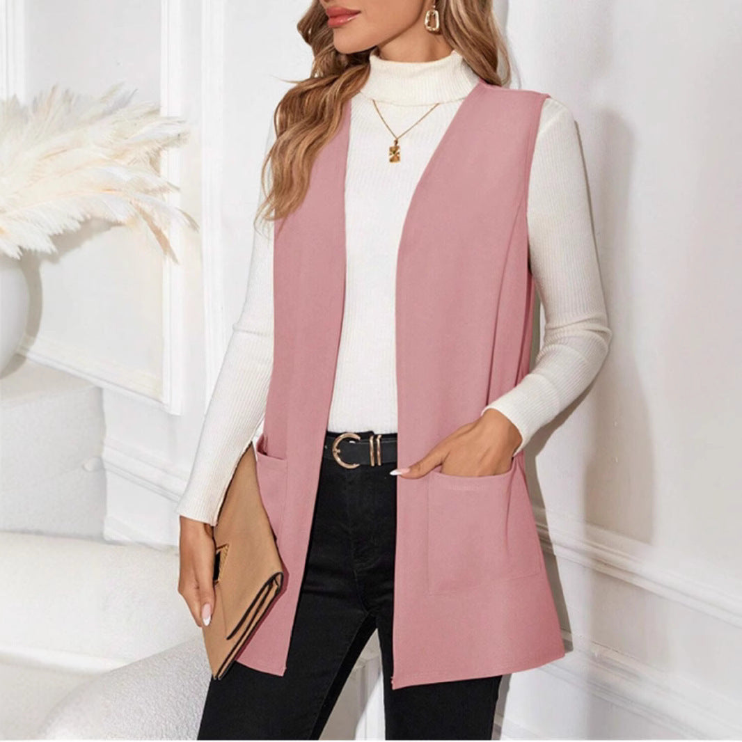 Nouveau cardigan en tricot sans manches