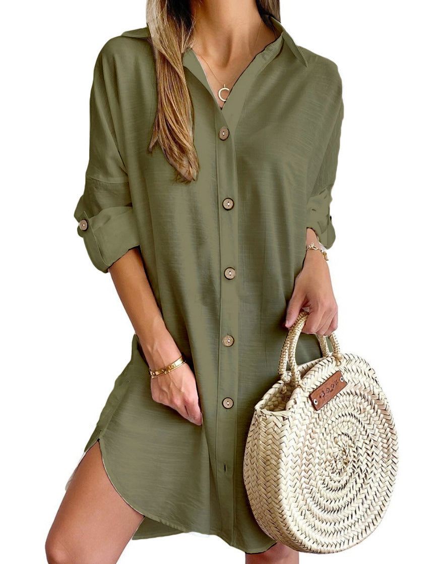 Autumn Lapel Shirt Dress