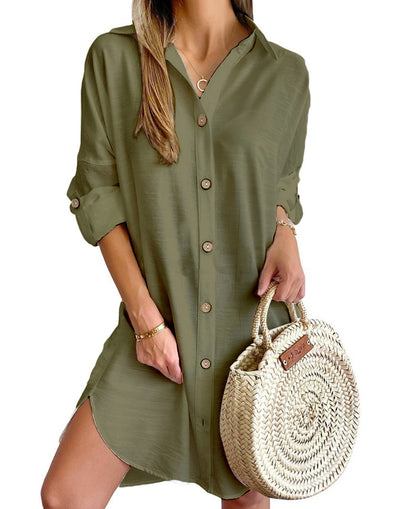Autumn Lapel Shirt Dress