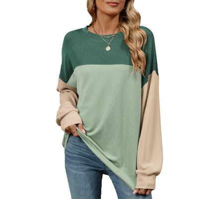 Round Neck Colorblock Top