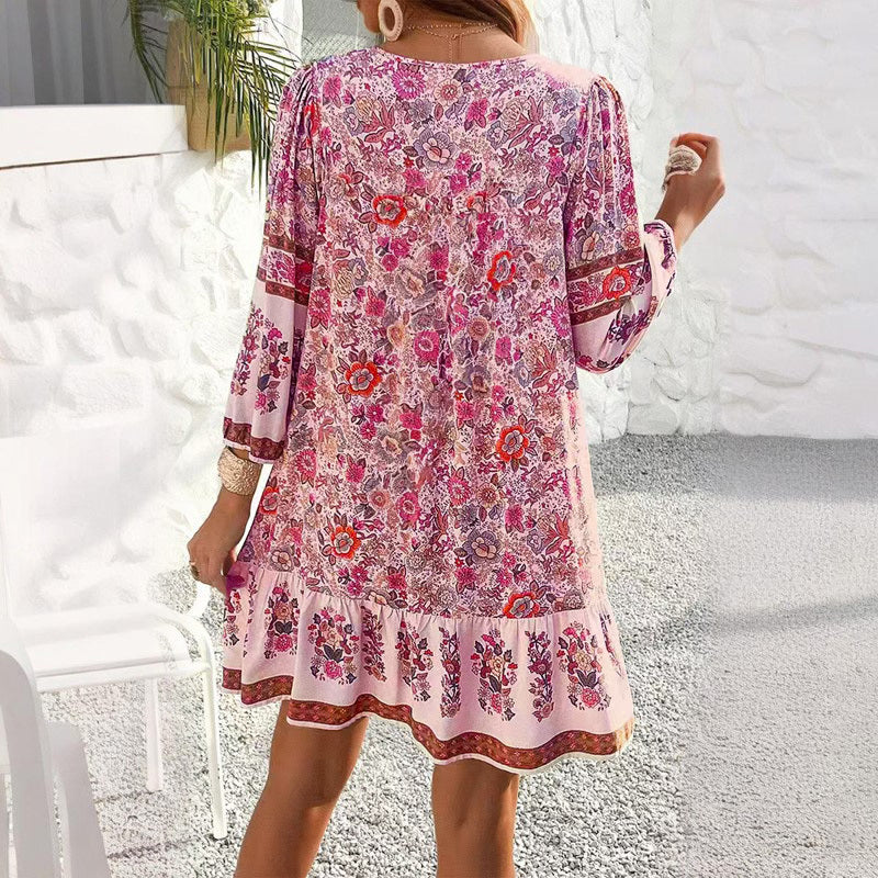 V-Neck Floral Dress - Shé Hauté