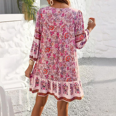 V-Neck Floral Dress - Shé Hauté