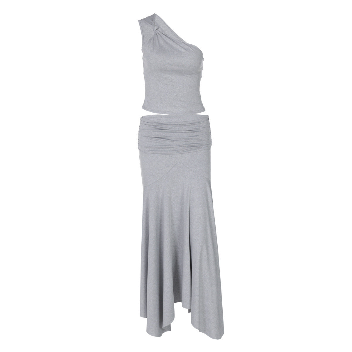 Solid Vest Skirt Set