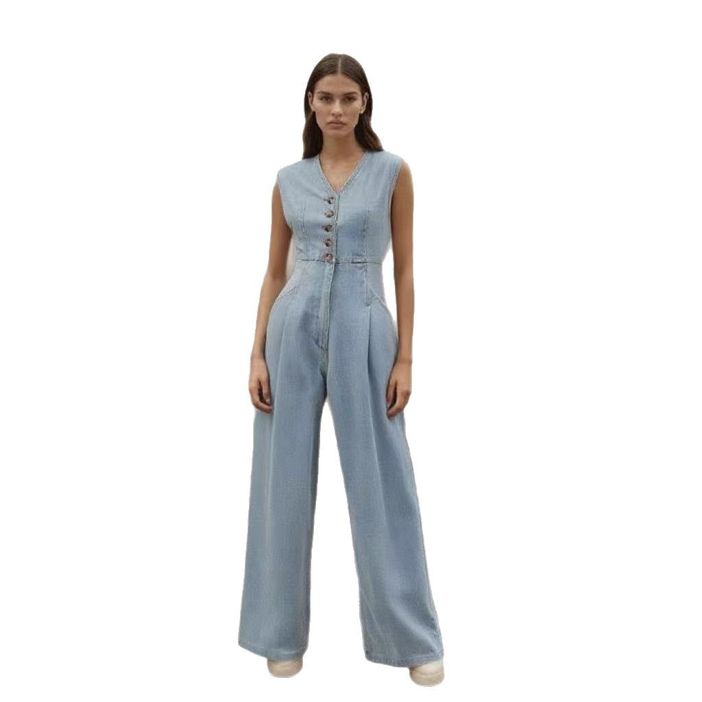 Salopette en jean à jambes larges