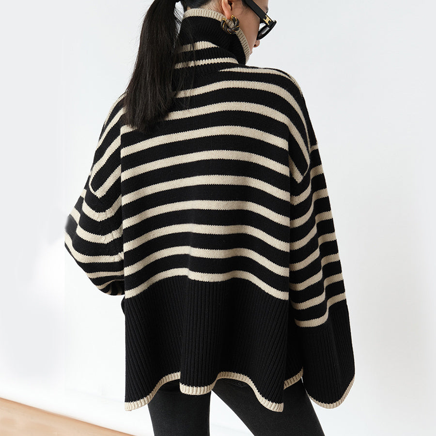 Women's Striped Turtleneck Sweater