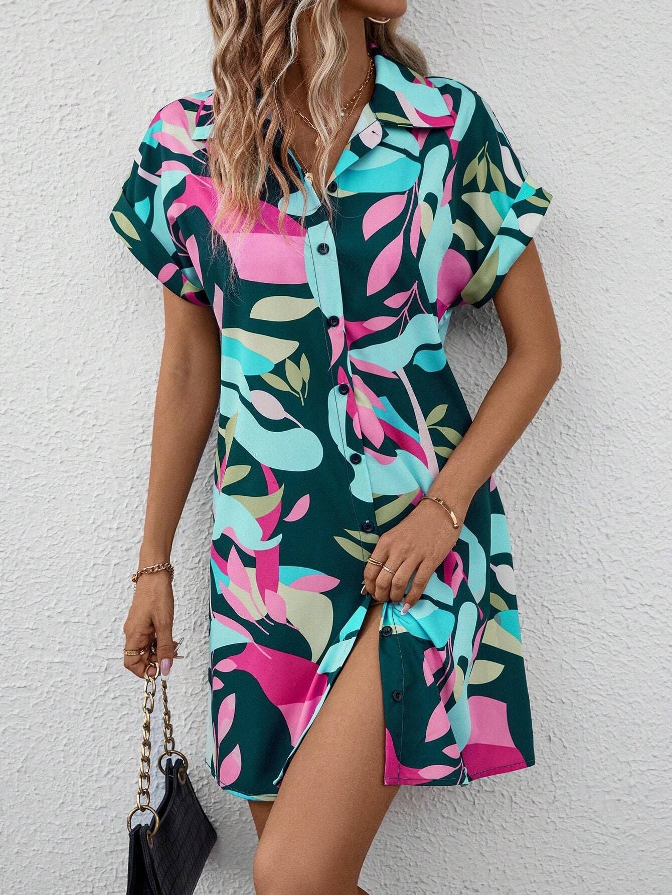 Robe chemise fleurie
