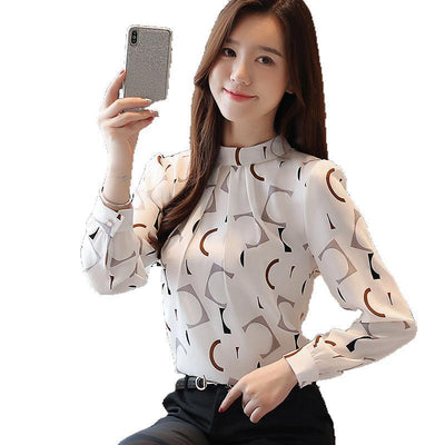 Printed Stand Collar Top