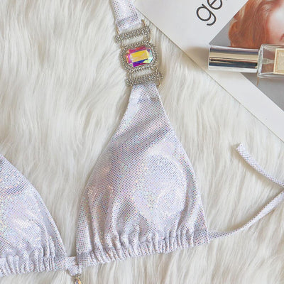Ensemble bikini dos nu à paillettes