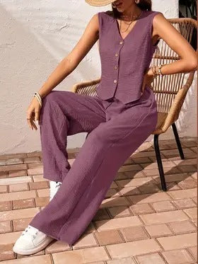 Ensemble gilet et pantalon en tricot