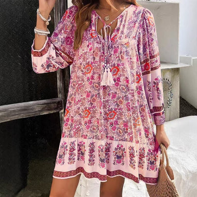V-Neck Floral Dress - Shé Hauté
