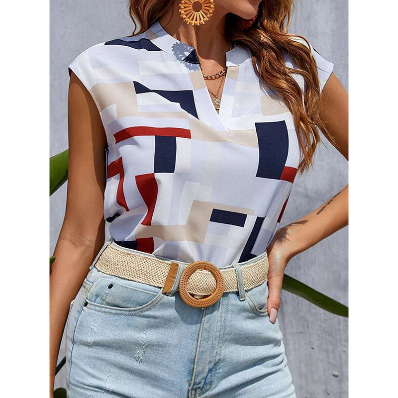 Women's Geometric V-Neck Top