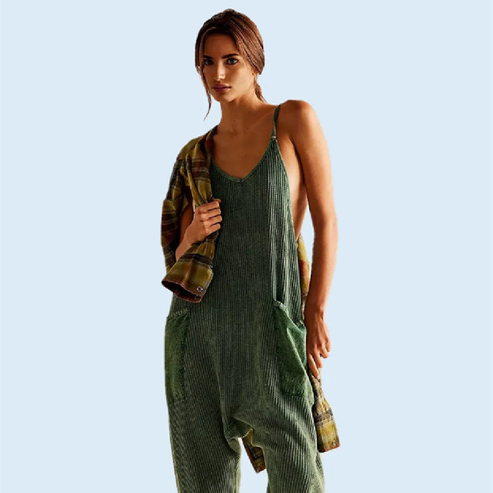 Pantalon à bretelles décontracté