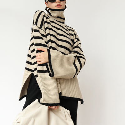 Women's Striped Turtleneck Sweater