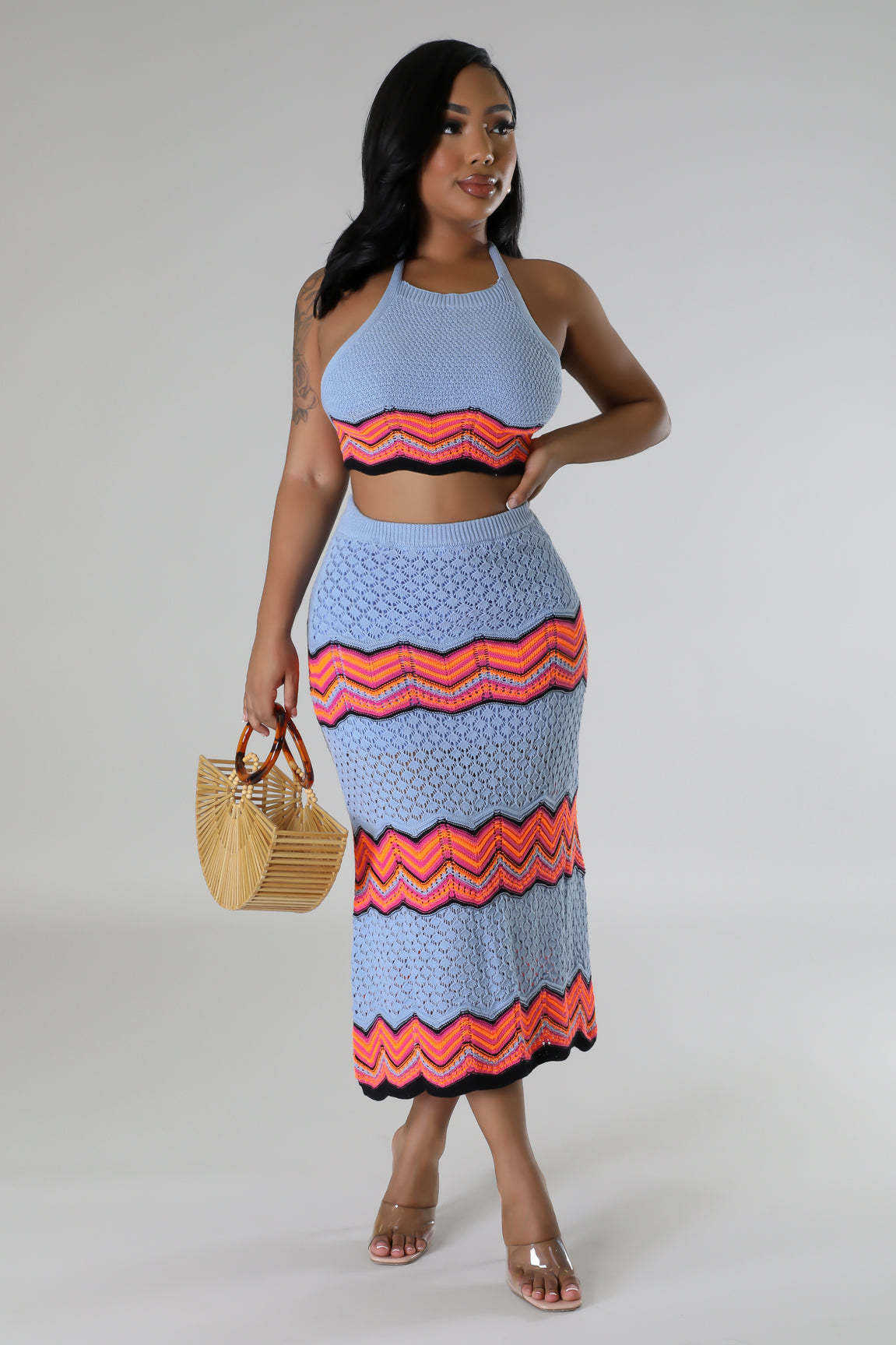 Knitted Vest & Skirt Suit