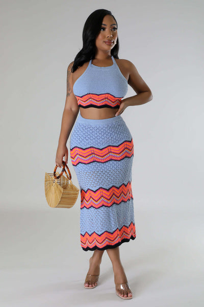 Knitted Vest & Skirt Suit